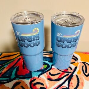 🎁Set 2 Gift ready Brand New Life is Good Blue Tumblers✅
